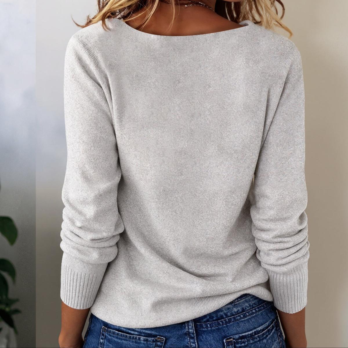 Grey Long Sleeve Plain Sweater | Last day 80% off!