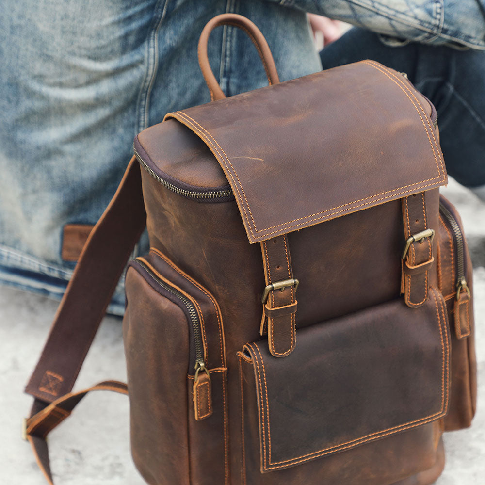 Charles - Men’s Leather Laptop Backpack | Last day 80% off!