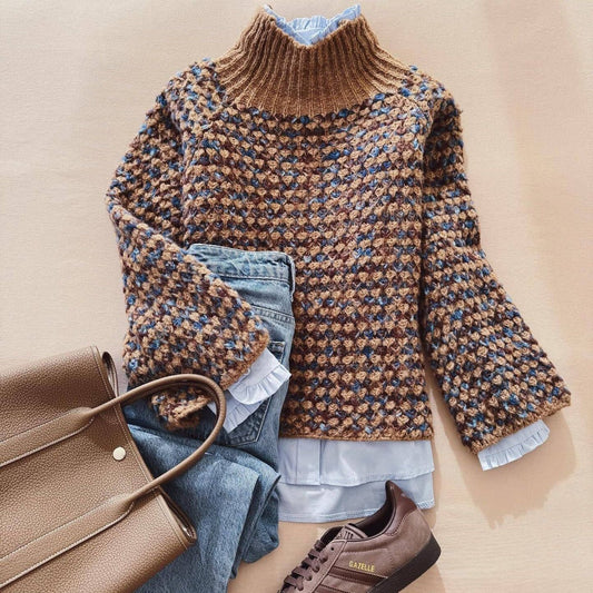 Special Mock Neck Tan Sweater | Last day 80% off!