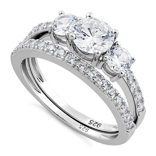 Sterling Silver CZ Engagement Set Ring | Last day 80% off!