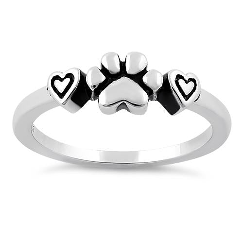 Sterling Silver Pet Love Paw & Hearts Ring | Last day 80% off!