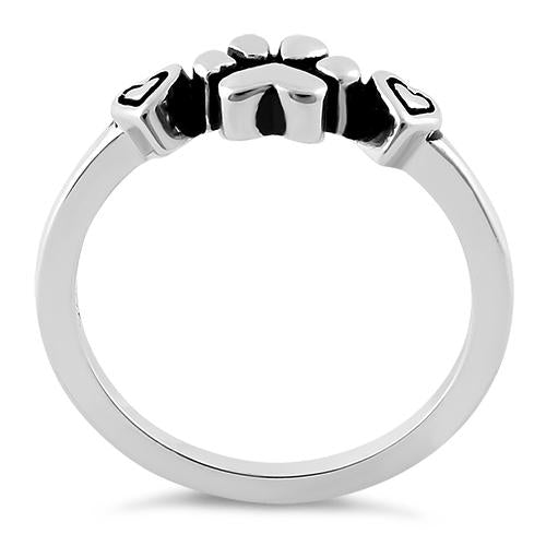 Sterling Silver Pet Love Paw & Hearts Ring | Last day 80% off!