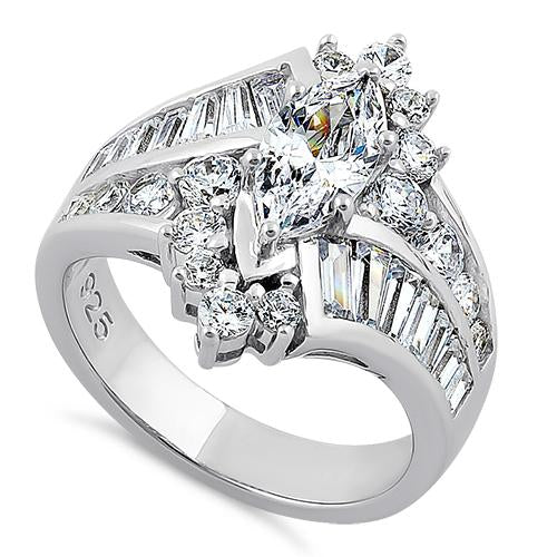 Sterling Silver Marquise CZ Engagement Ring | Last day 80% off!
