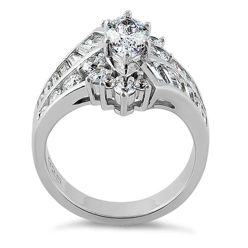 Sterling Silver Marquise CZ Engagement Ring | Last day 80% off!