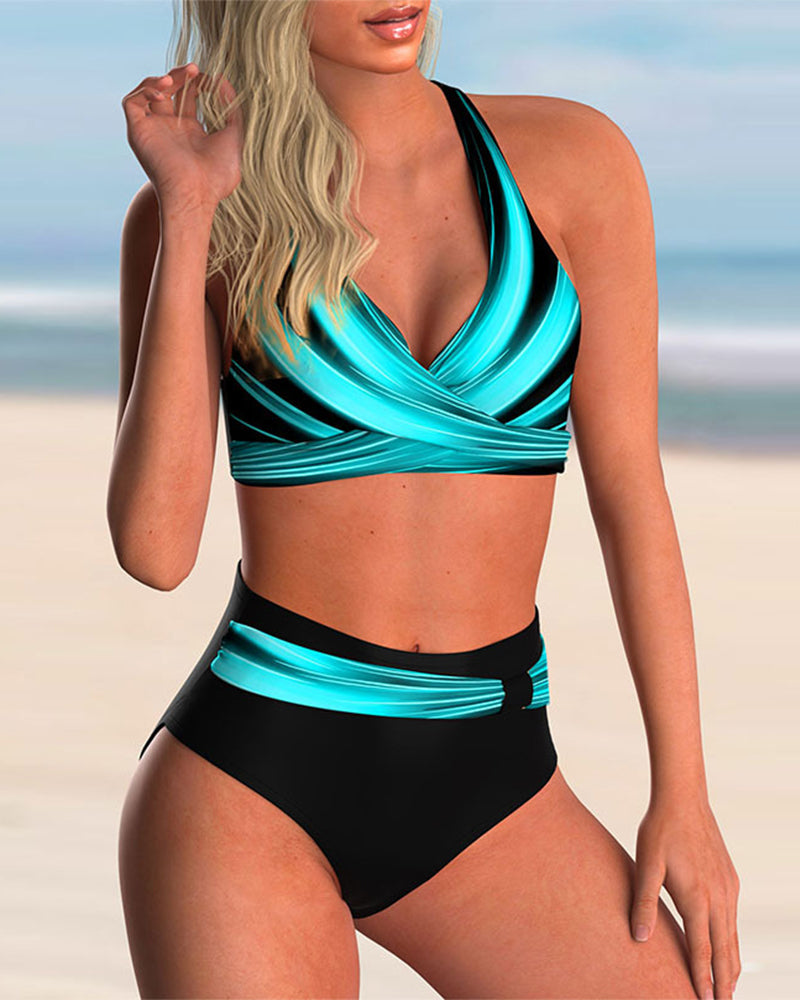 Victoria | Bikini Set with Cross Detail and Print - Last Day 80% Off!