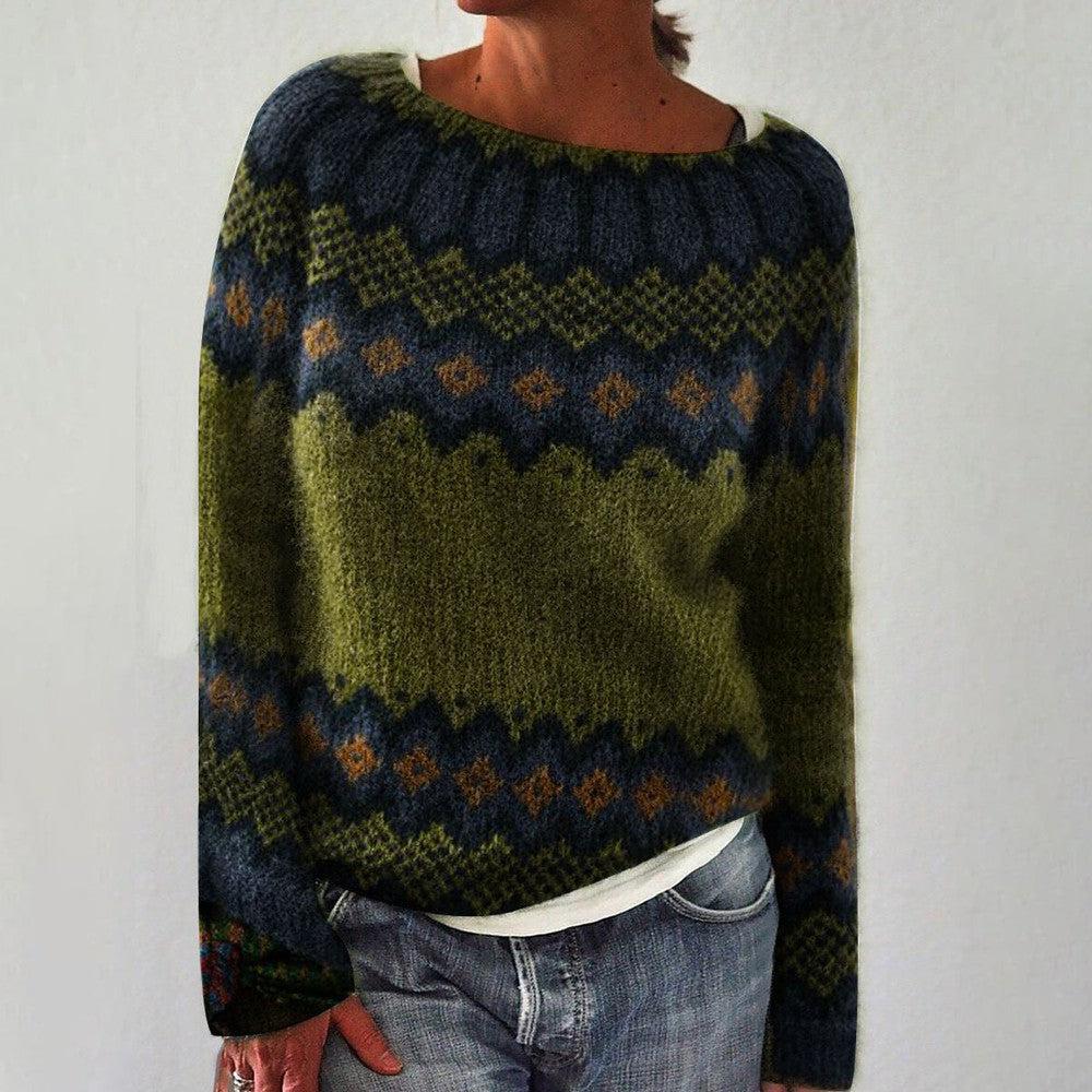 Green Long Sleeve Striped Sweater | Last day 80% off!