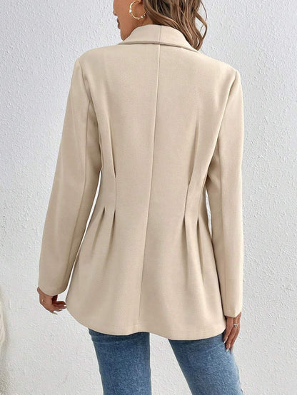 Apricot Plain Long Sleeve Lapel Blazer | Last day 80% off!