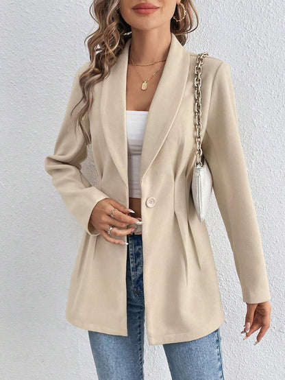 Apricot Plain Long Sleeve Lapel Blazer | Last day 80% off!