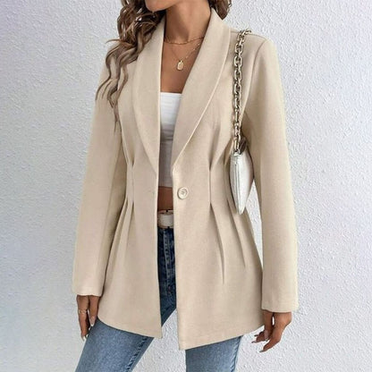Apricot Plain Long Sleeve Lapel Blazer | Last day 80% off!