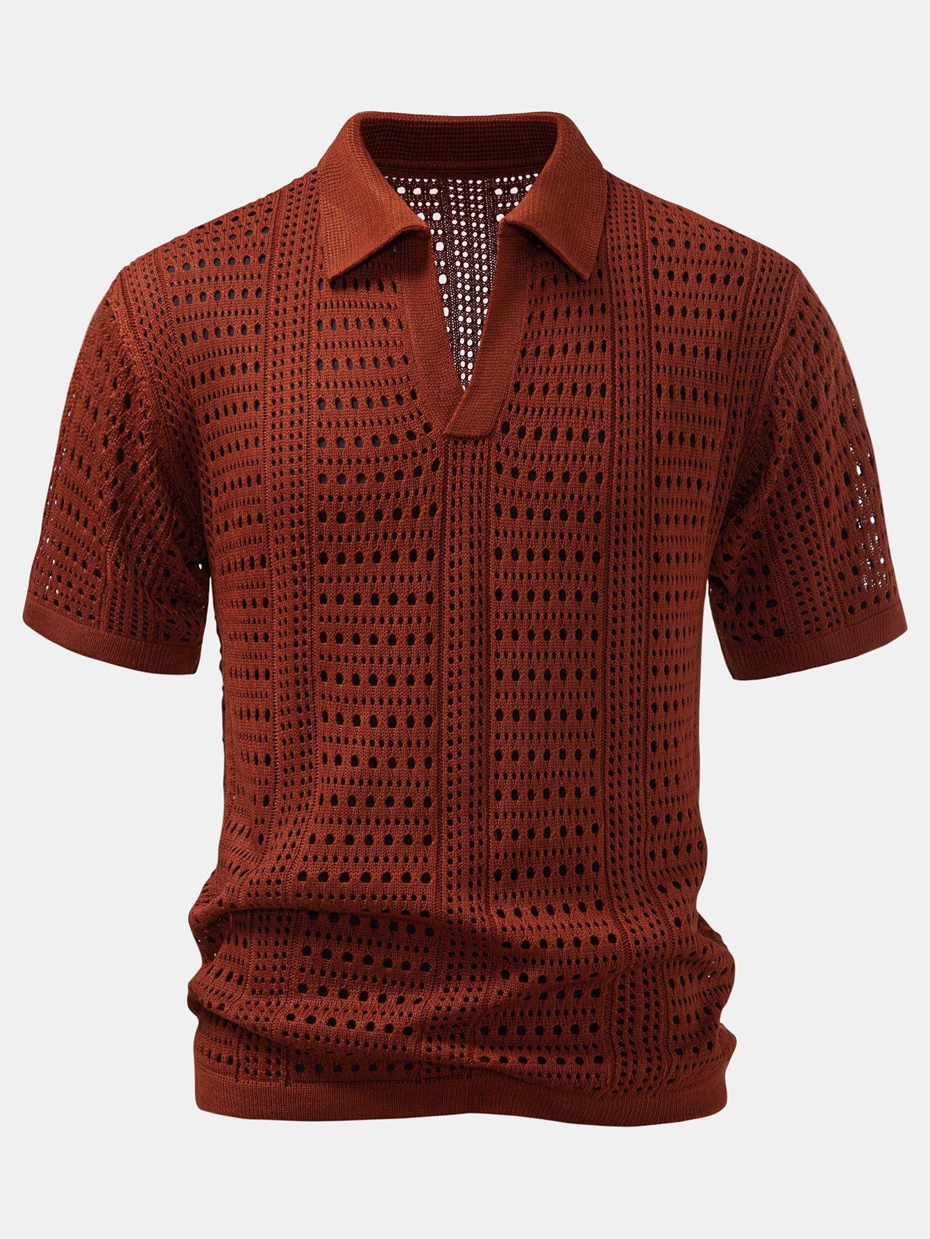 Crocheted V-Neck Polo Shirt & Linen Straight Leg Pants | Last day 80% off!