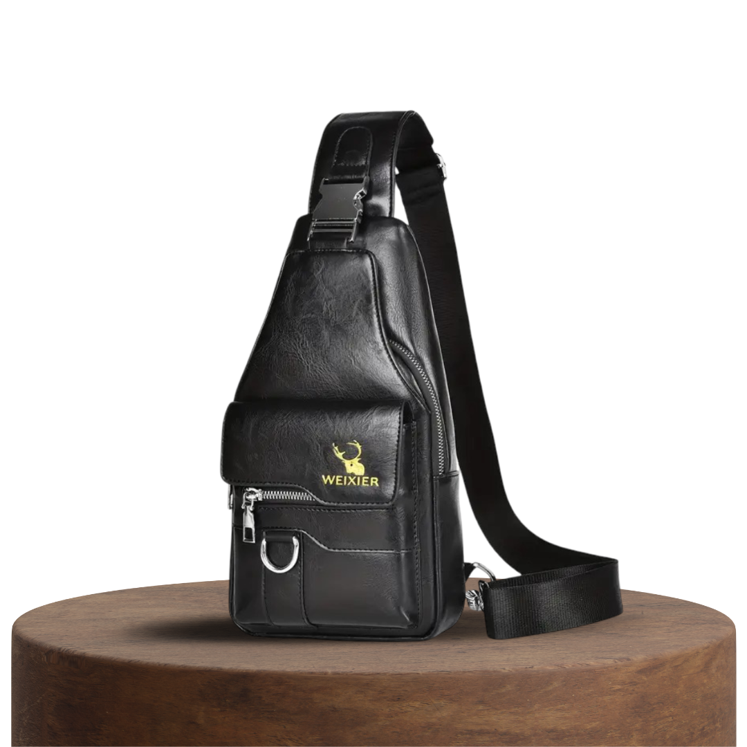 Thomas - Vertical Leather Sling Bag with Secure Flap & Zips | Last day 80% off!