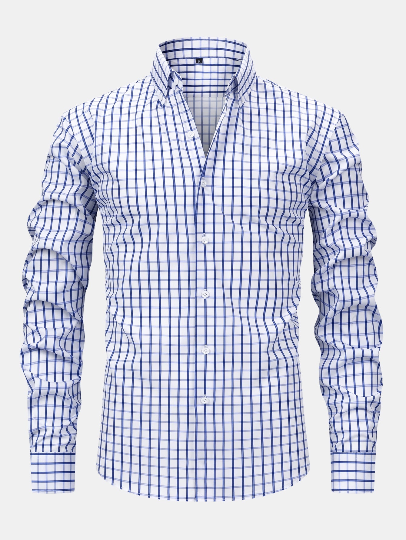Button-down long-sleeve checked shirt | Last day 80% off!