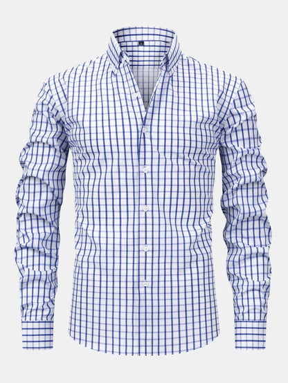 Button-down long-sleeve checked shirt | Last day 80% off!