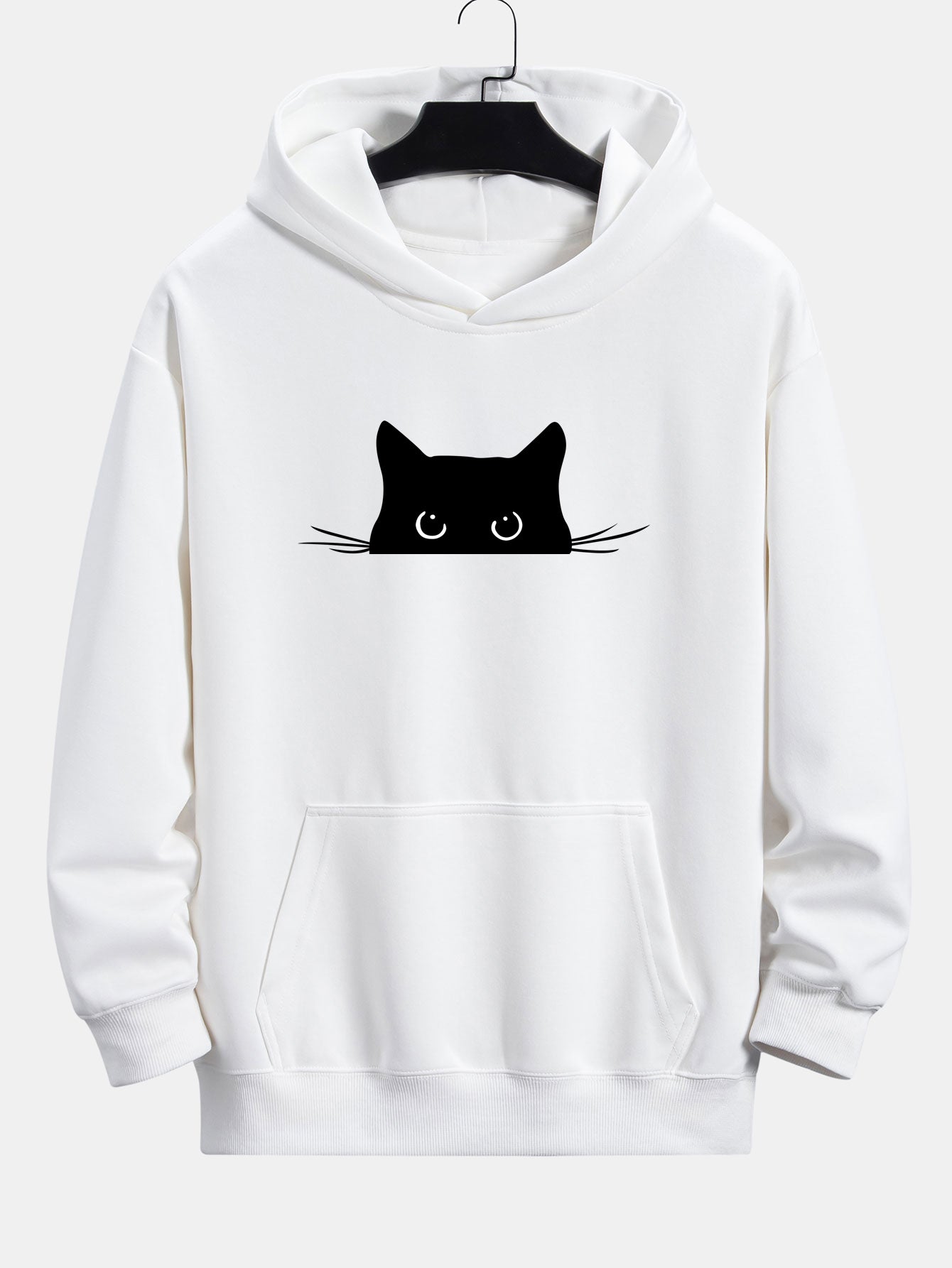 Black Cat Print Relaxed Fit Hoodie | Last day 80% off!