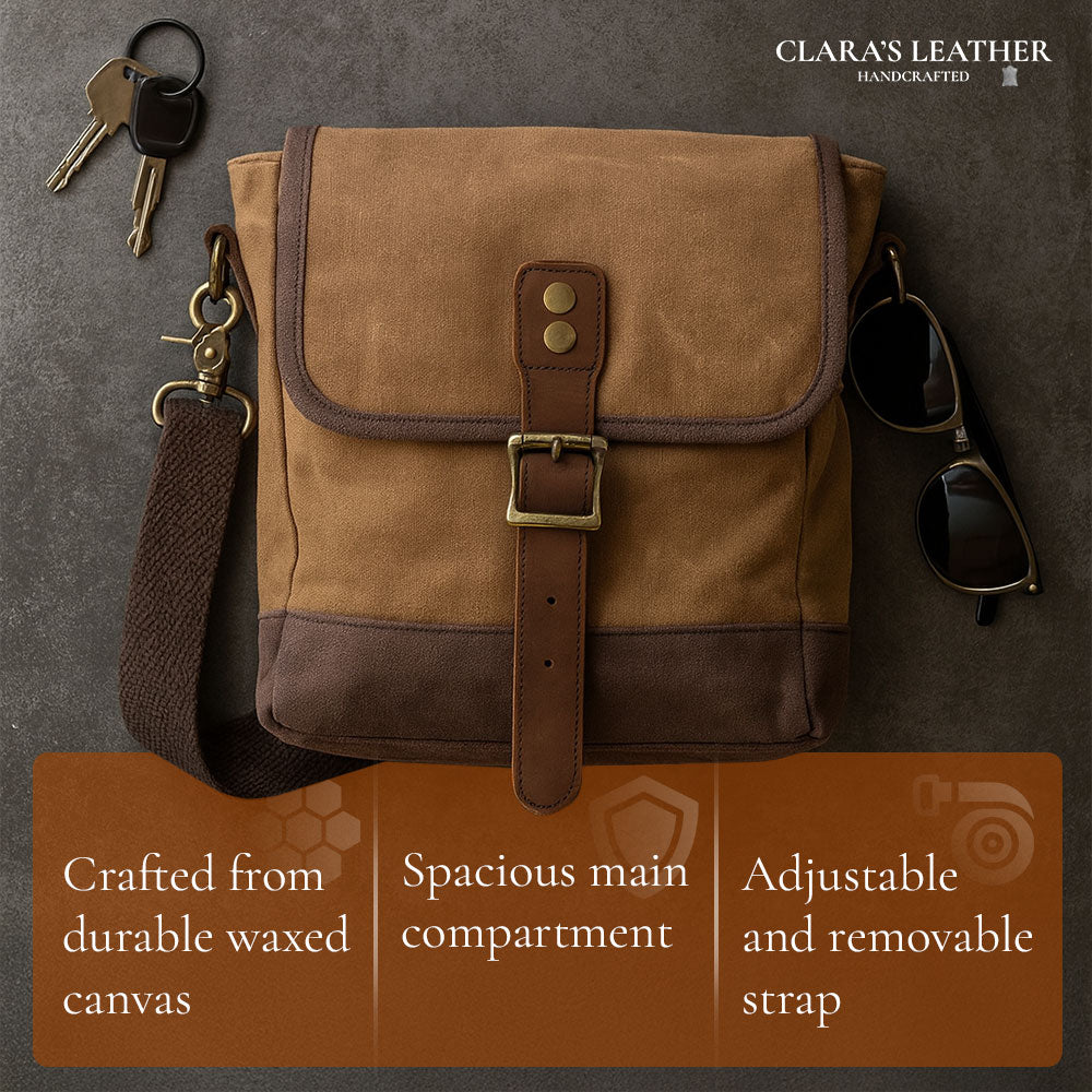 William - Small Canvas Leather Sling Bag | Last day 80% off!