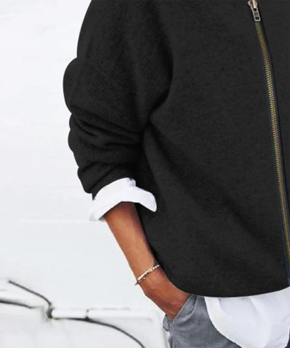 Black Plain Long Sleeve Sweater | Last day 80% off!