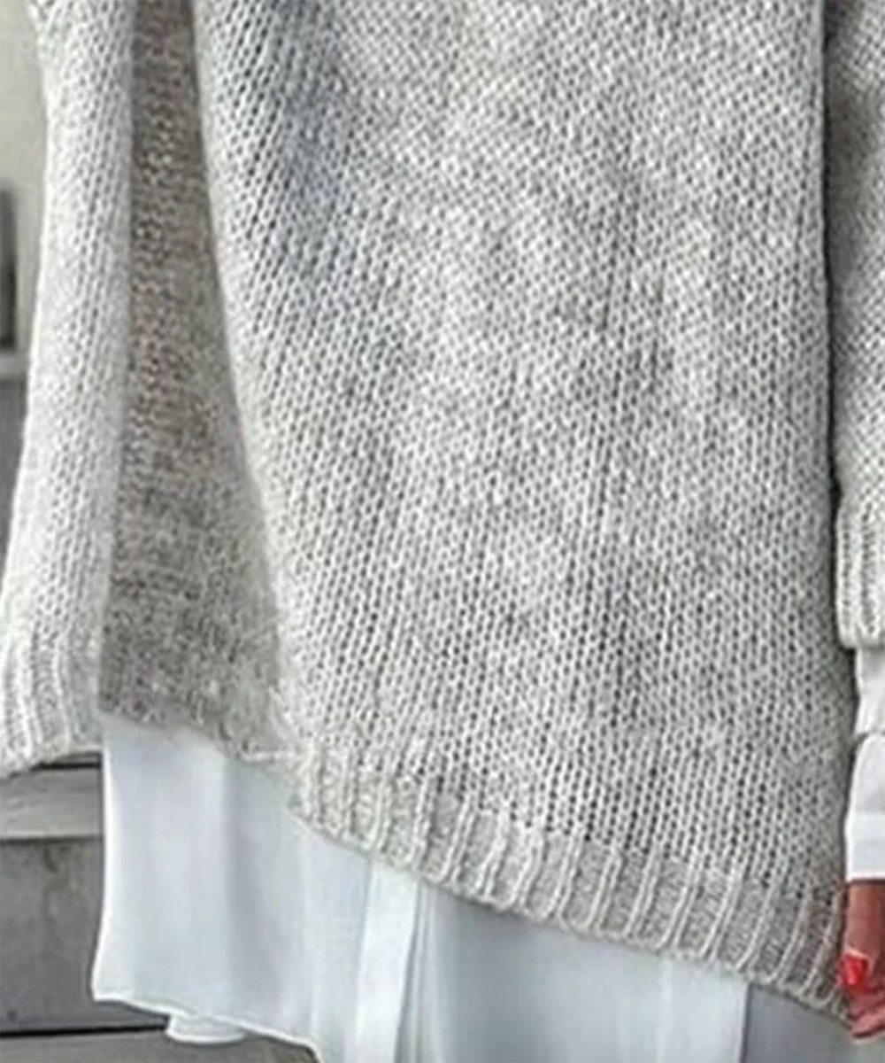 Baggy Grey Plain V-Neck Sweater | Last day 80% off!