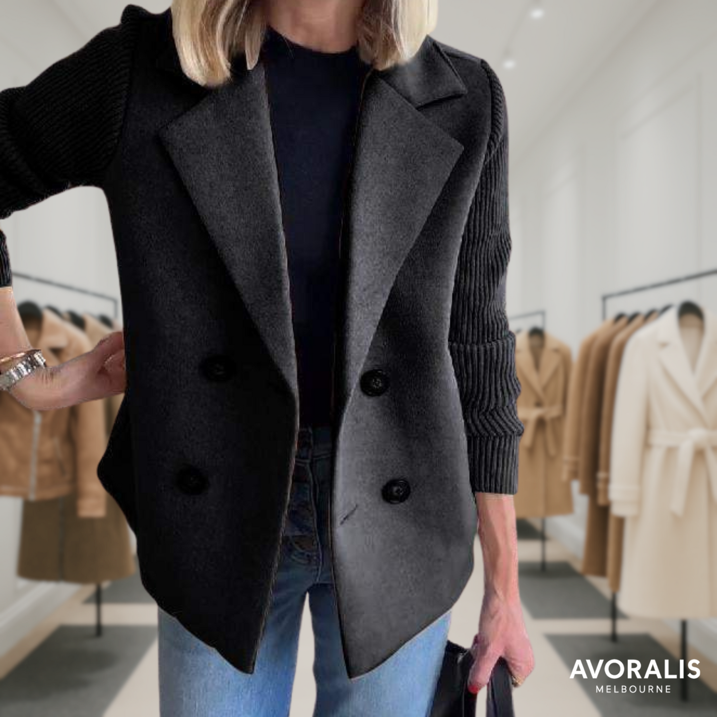 Harper | Button patchwork sleeves casual coat Last day 80% off!