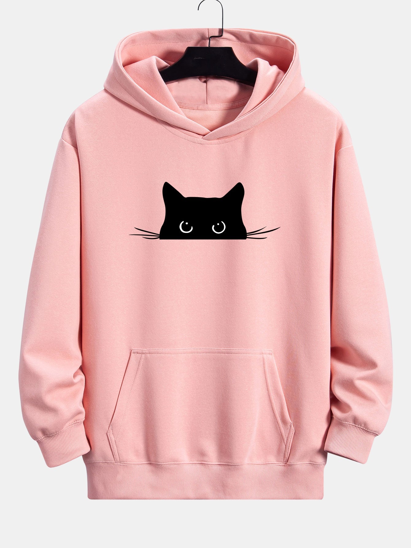 Black Cat Print Relaxed Fit Hoodie | Last day 80% off!