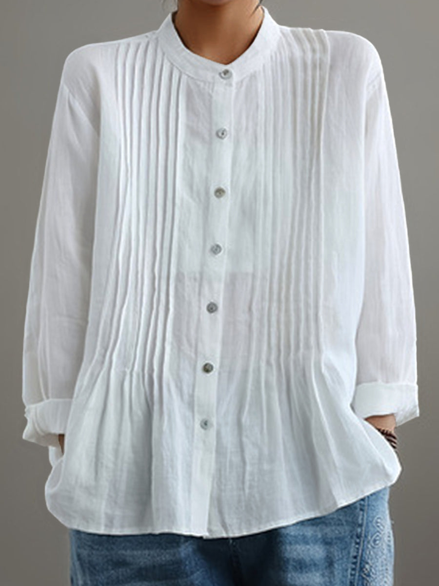 Women's Casual Cotton And Linen Pleated Shirt | Last day 80% off!