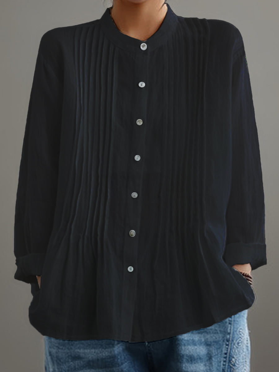 Women's Casual Cotton And Linen Pleated Shirt | Last day 80% off!