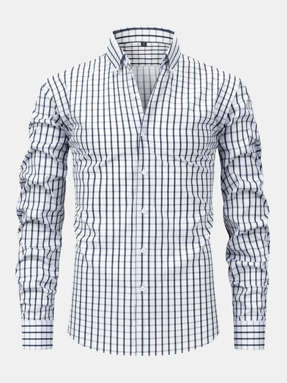 Button-down long-sleeve checked shirt | Last day 80% off!