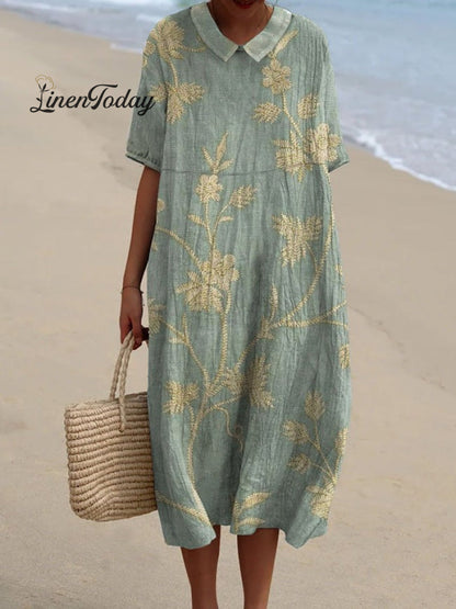 Women's Retro Floral Art Print Casual Cotton And Linen Shirt | Last day 80% off!