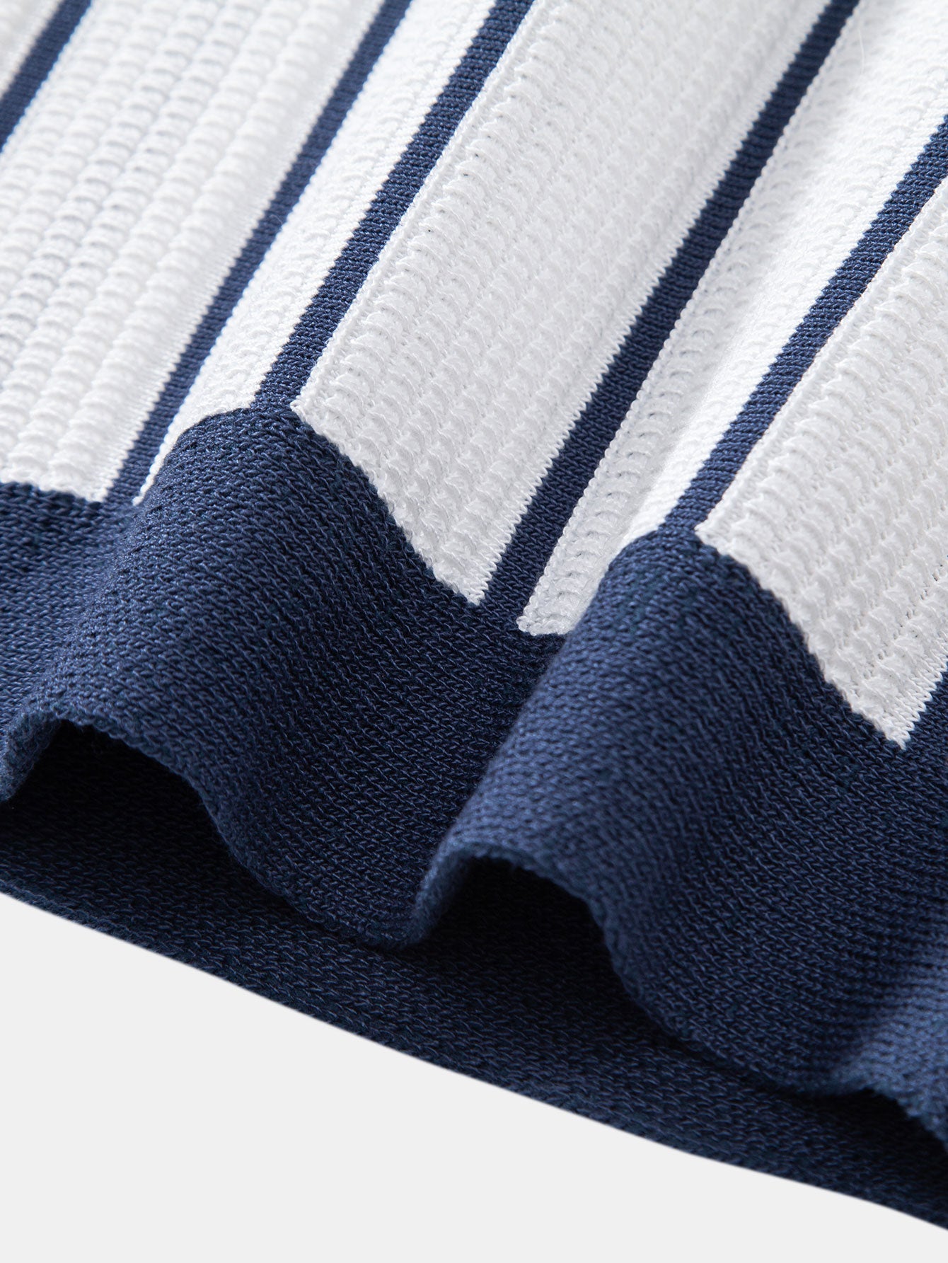 Striped knitted shirt with buttons & linen straight leg trousers | Last day 80% off!