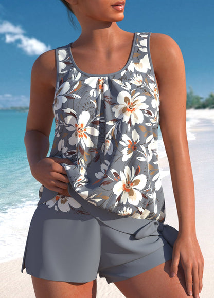 Hanna I Chic Asymmetrical High-Waisted Leaf Print Tankini I Last Day 80% Discount!