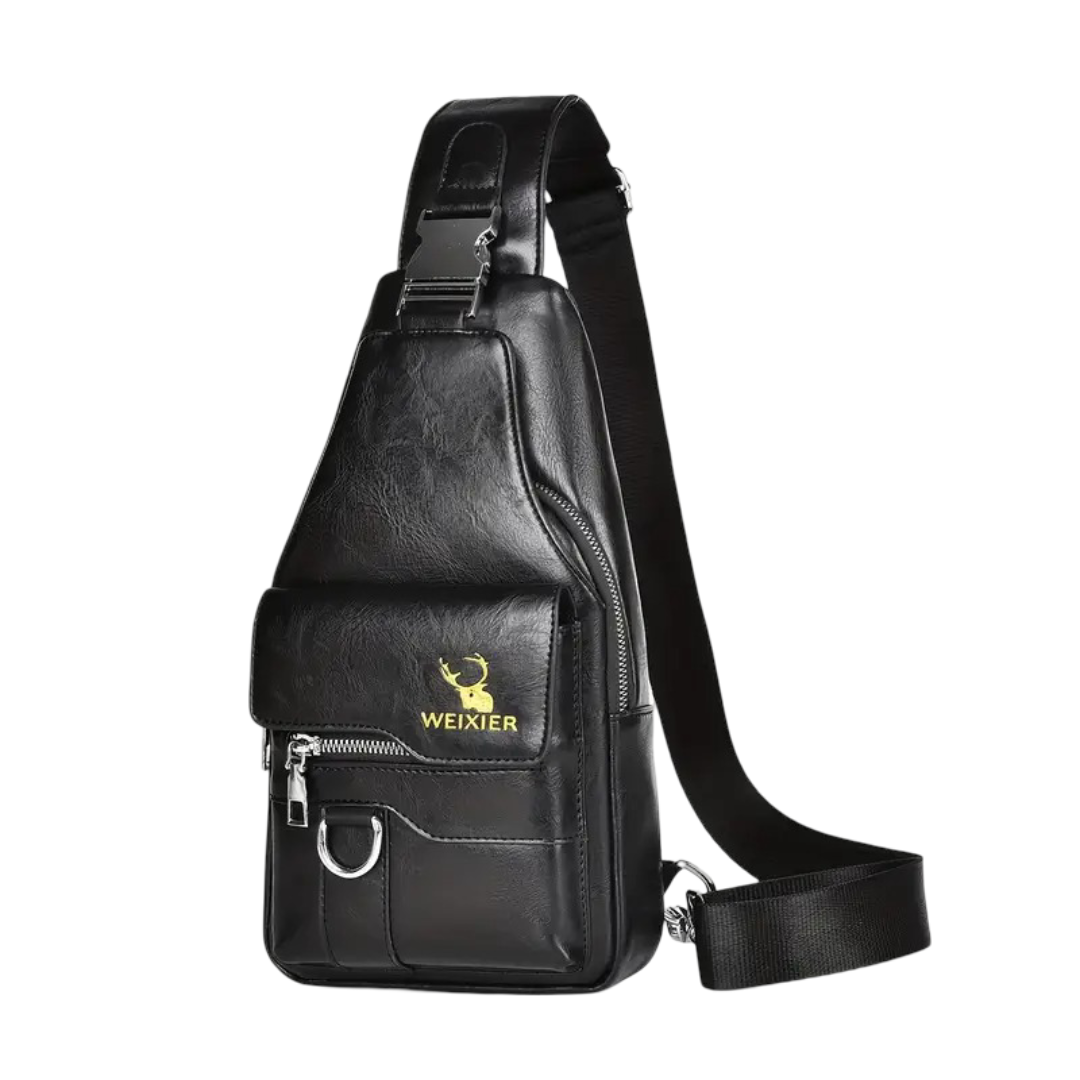 Thomas - Vertical Leather Sling Bag with Secure Flap & Zips | Last day 80% off!