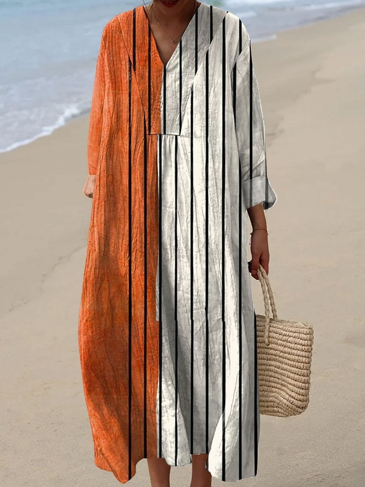 Women's Vintage Abstract Geometry Art Print Casual Cotton And Linen 3/4 Sleeve Shirt | Last day 80% off!