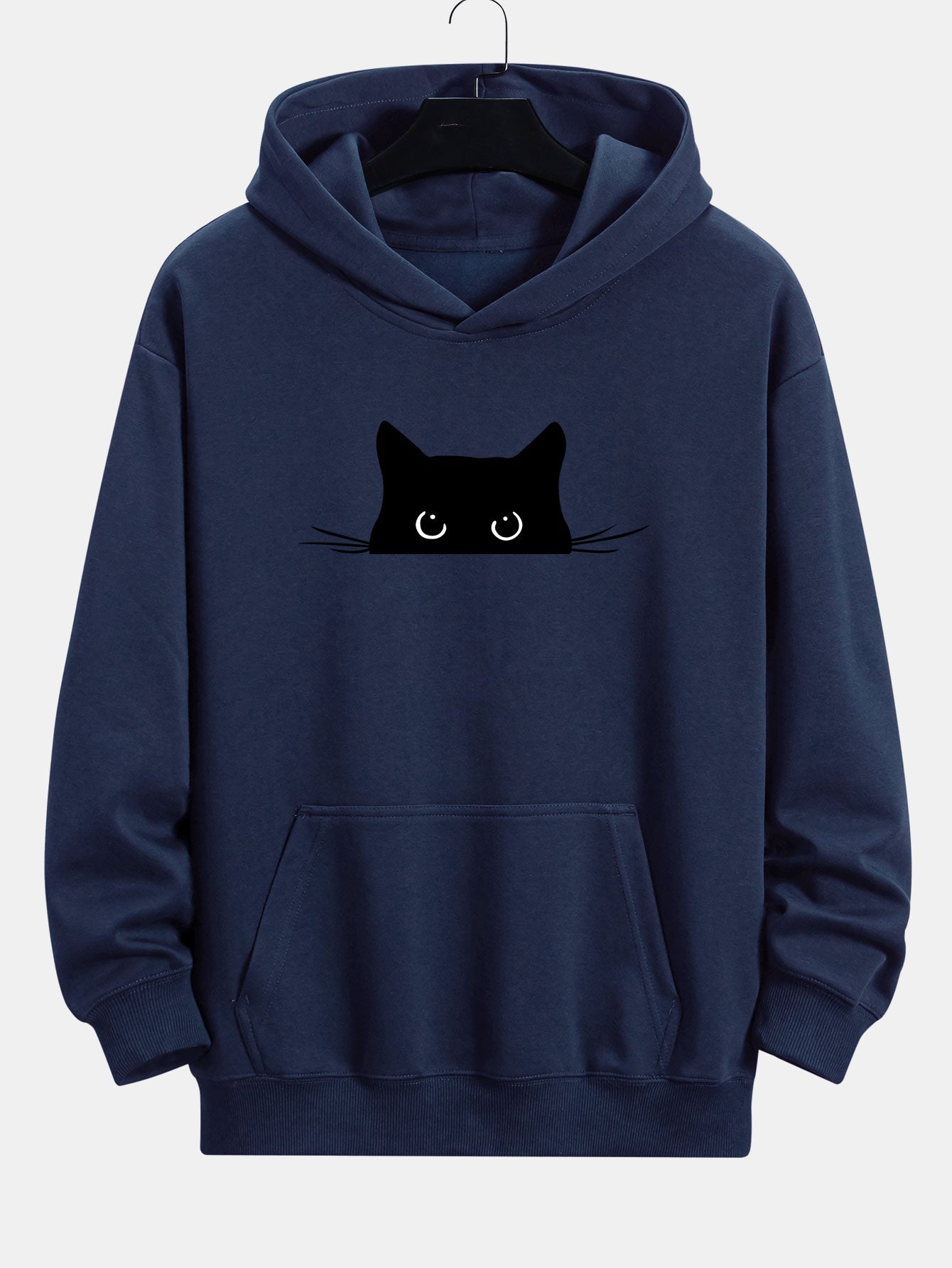 Black Cat Print Relaxed Fit Hoodie | Last day 80% off!