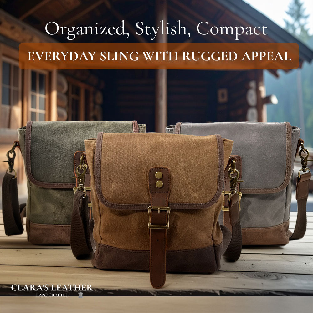 William - Small Canvas Leather Sling Bag | Last day 80% off!