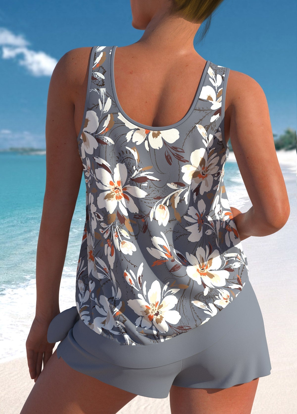 Hanna I Chic Asymmetrical High-Waisted Leaf Print Tankini I Last Day 80% Discount!