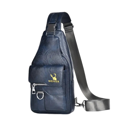 Thomas - Vertical Leather Sling Bag with Secure Flap & Zips | Last day 80% off!