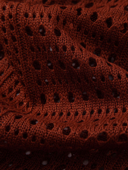 Crocheted V-Neck Polo Shirt & Linen Straight Leg Pants | Last day 80% off!