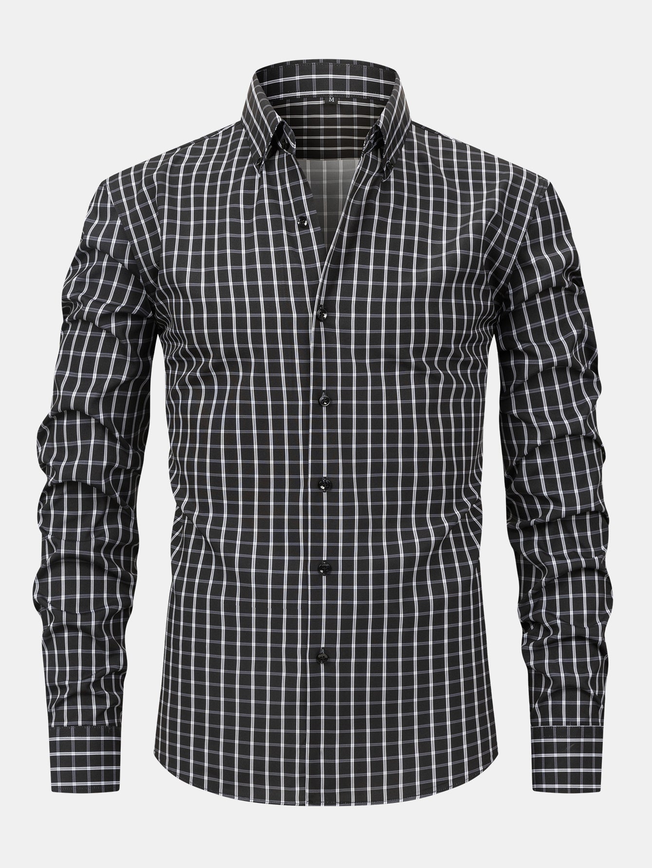 Button-down long-sleeve checked shirt | Last day 80% off!