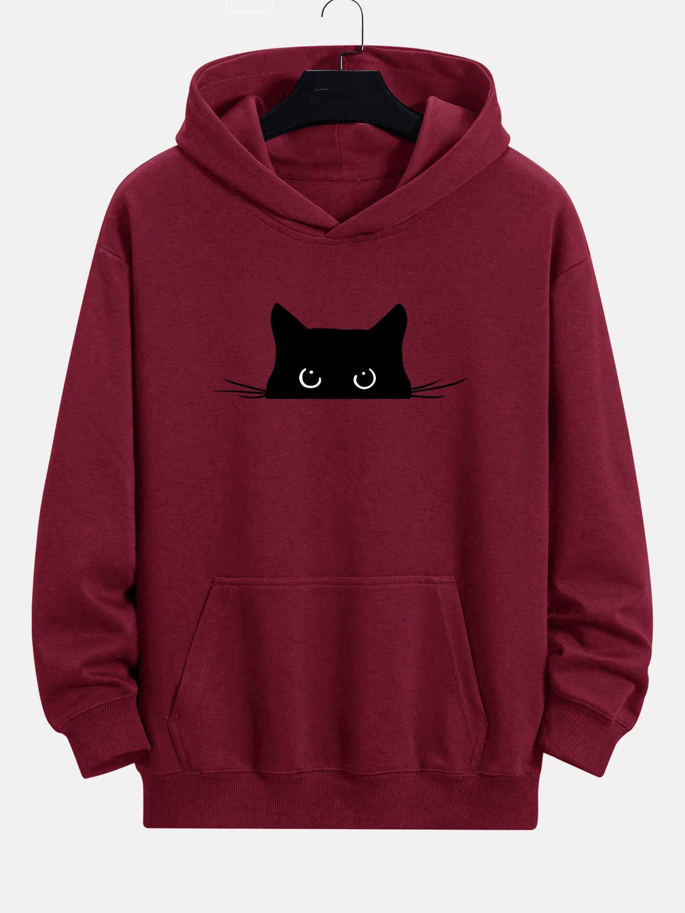 Black Cat Print Relaxed Fit Hoodie | Last day 80% off!