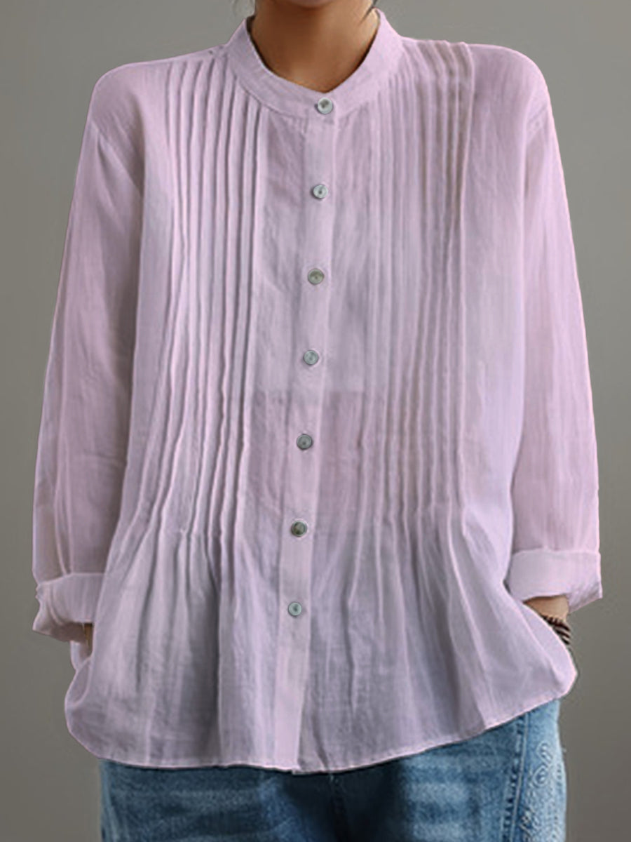 Women's Casual Cotton And Linen Pleated Shirt | Last day 80% off!
