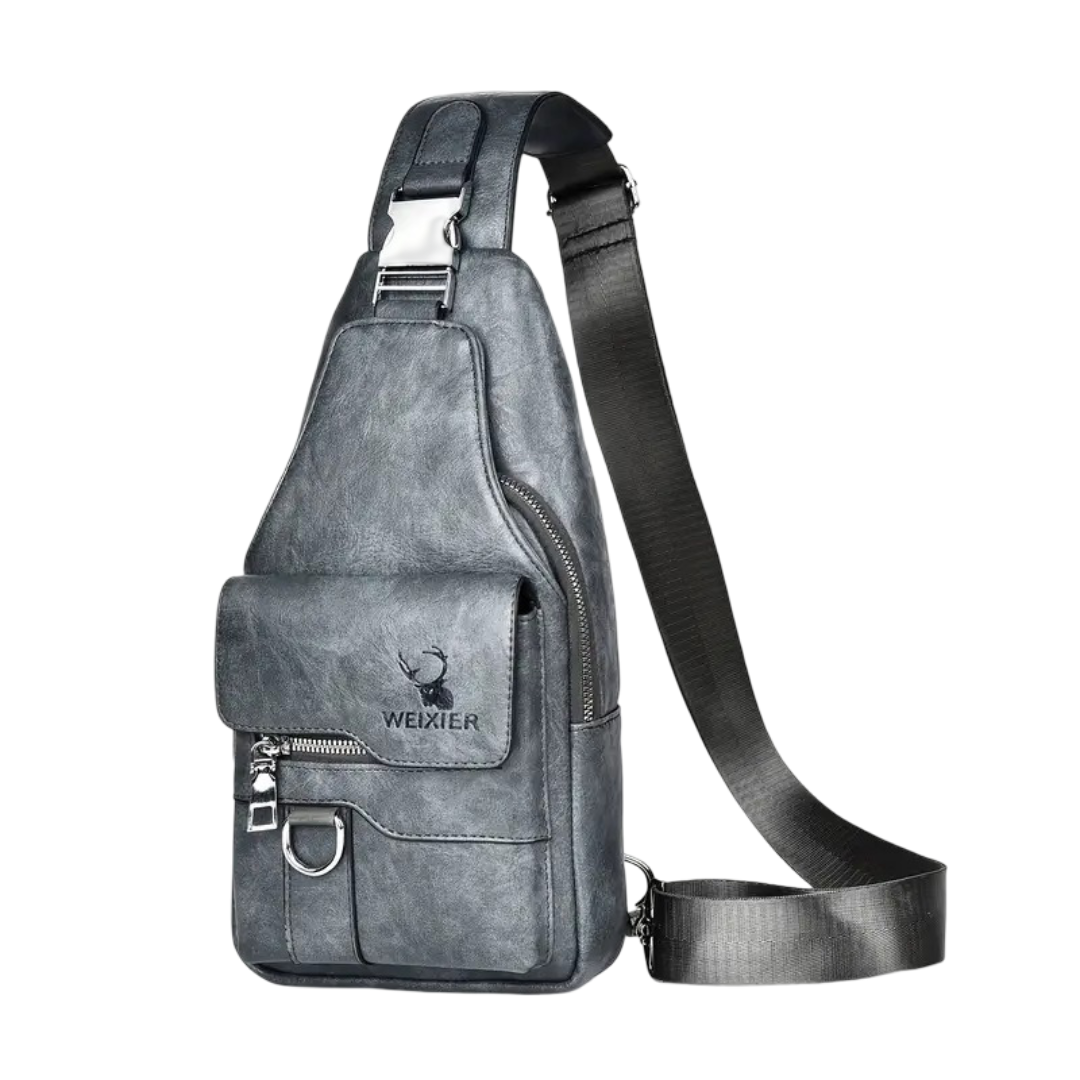 Thomas - Vertical Leather Sling Bag with Secure Flap & Zips | Last day 80% off!
