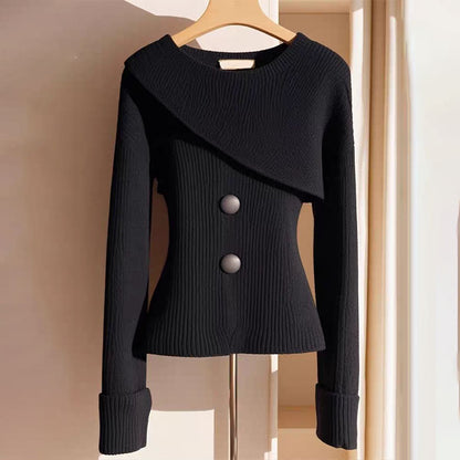 Black Plain Round Neck Long Sleeve Sweater | Last day 80% off!