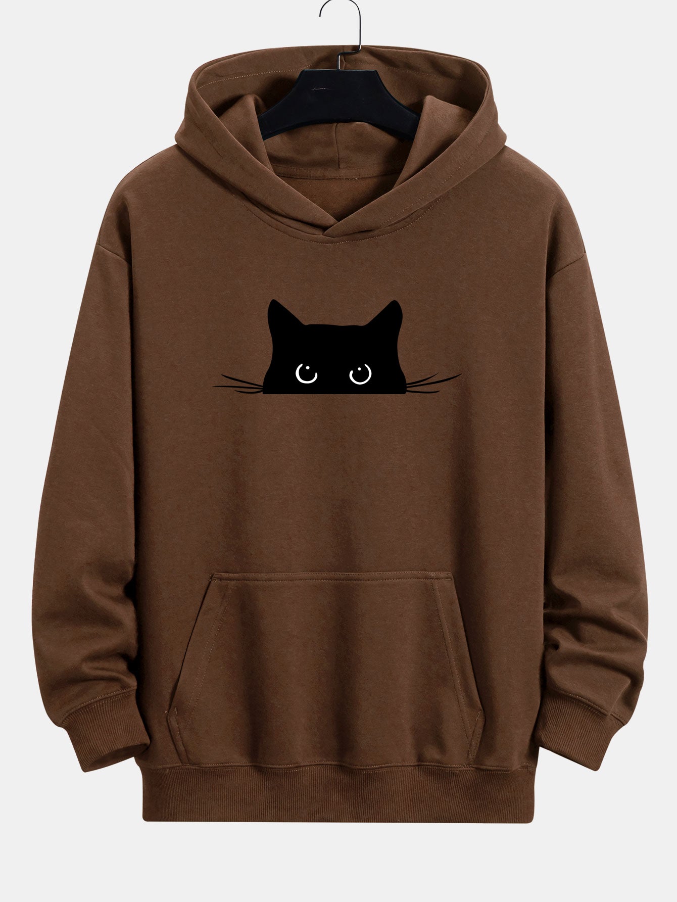 Black Cat Print Relaxed Fit Hoodie | Last day 80% off!