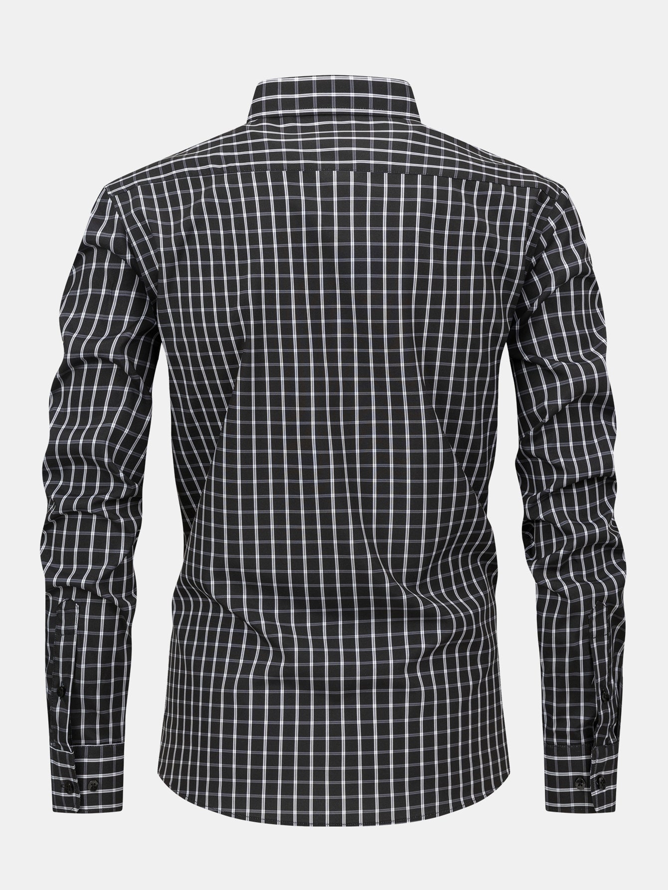 Button-down long-sleeve checked shirt | Last day 80% off!