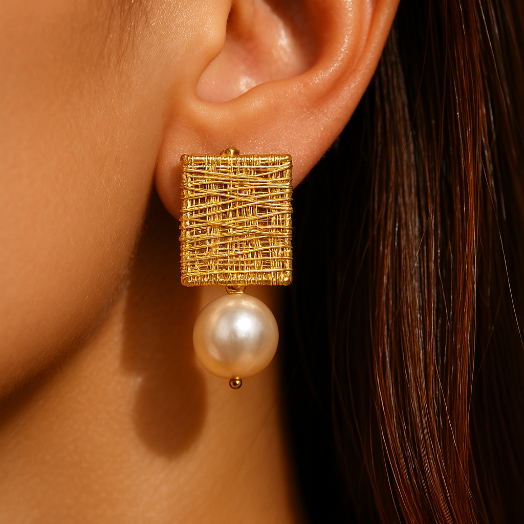 Vintage Golden Threads with Pearls Earrings | Last day 80% off!