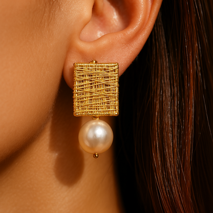 Vintage Golden Threads with Pearls Earrings | Last day 80% off!