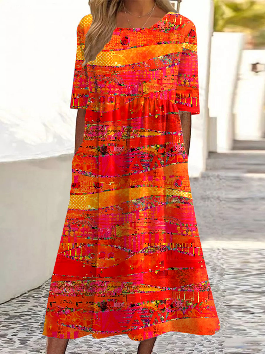 Women's Vintage Art Print Casual Cotton And Linen 3/4 Sleeve Shirt | Last day 80% off!