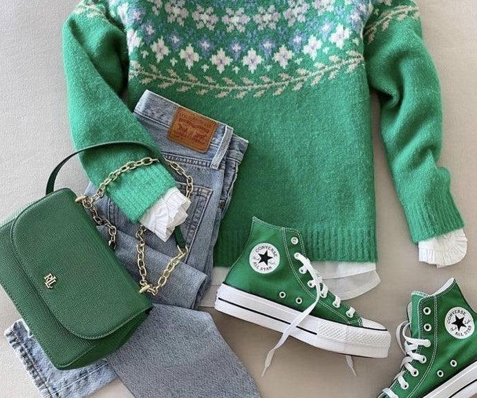 Fresh Green Long Sleeve Sweater | Last day 80% off!