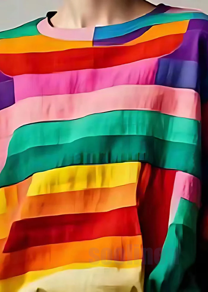 Fitted Multicolour Striped Patchwork Cotton Tank Summer | Last day 80% off!