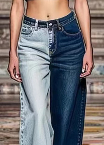 Chic Colorblock Asymmetrical Pockets High Waist Denim Crop Pants Summer | Last day 80% off!
