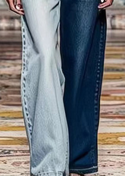 Chic Colorblock Asymmetrical Pockets High Waist Denim Crop Pants Summer | Last day 80% off!